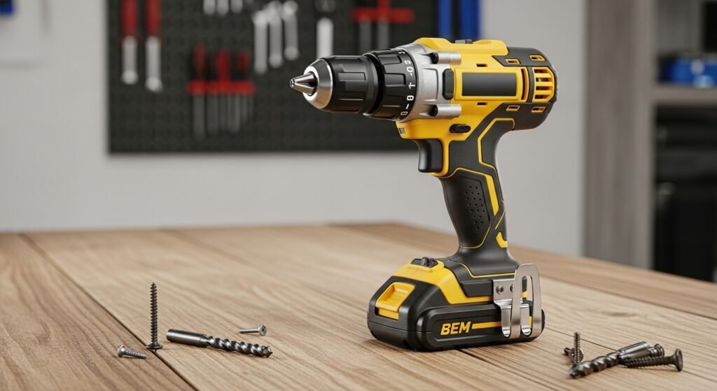 Furadeira/parafusadeira elétrica profissional sobre bancada”