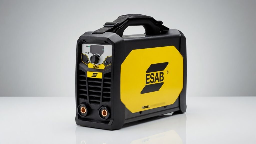 Inversor de solda ESAB LHN 242i amarelo e preto com painel de controle frontal